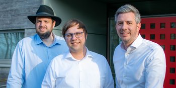 Das Gründerteam von Additive Marking. Von links nach rechts: Philipp Alexander Bornefeld (CTO), Dr. Matthias Habdank (CEO) und Dr. Ulrich Jahnke (CEO) 